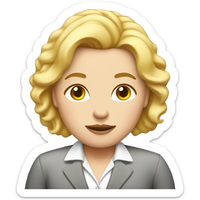 Obesity. A middle-aged woman with golden hair, dressed in business attire. sticker