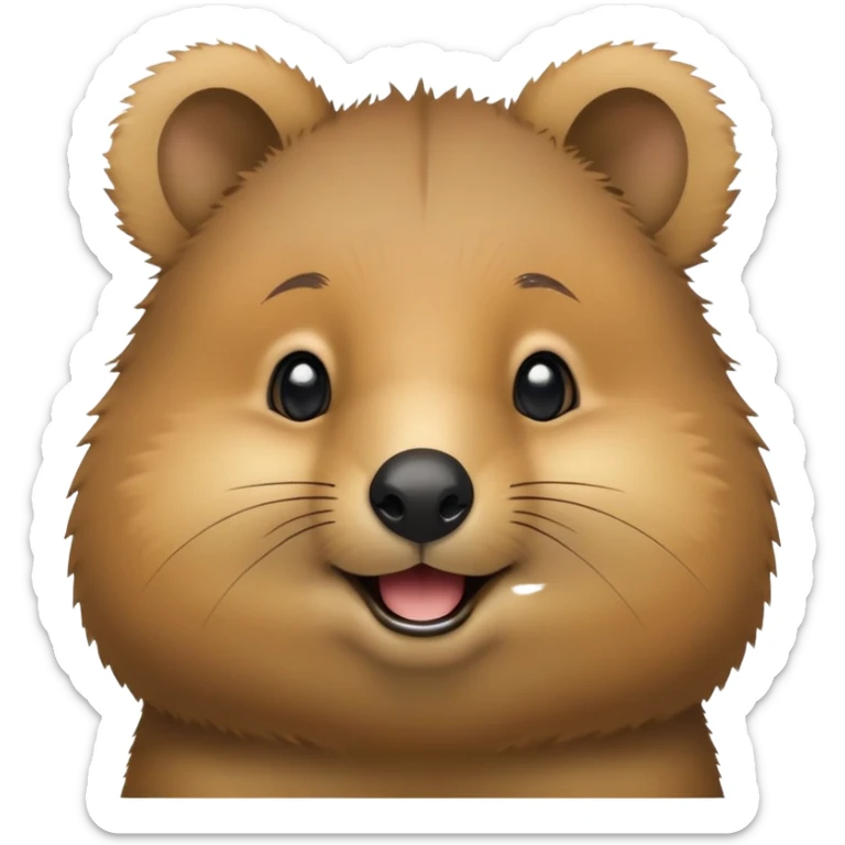 cinematic-cute-smiling-quokka-portrait-emoji,-head-tilted-playfully-and-inquisitively,-featuring-a-fluffy,-round-face-with-a-naturally-cheerful-grin-and-bright,-sparkling-eyes-full-of-playful-curiosity,-simplified-yet-irresistibly-adorable- sticker