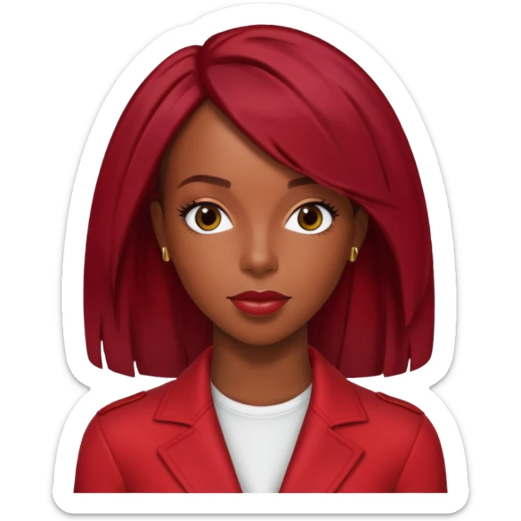 Kelly Rowland from Destiny's Child with dark red hair, red outfit sticker
