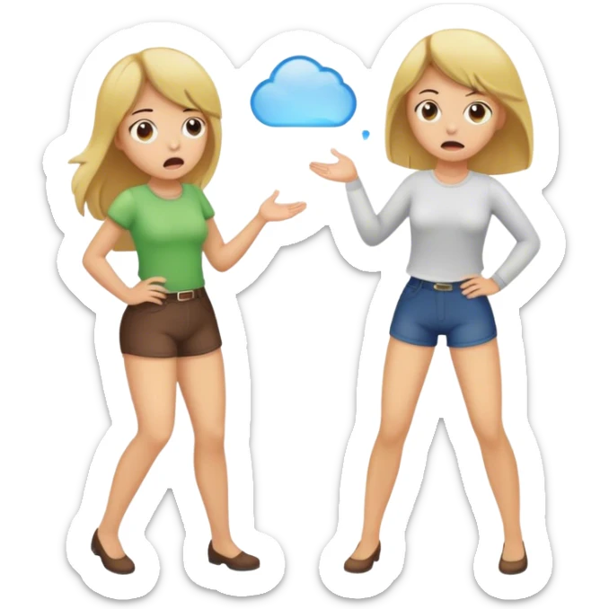 Blonde girl farts on girl with brown hair sticker