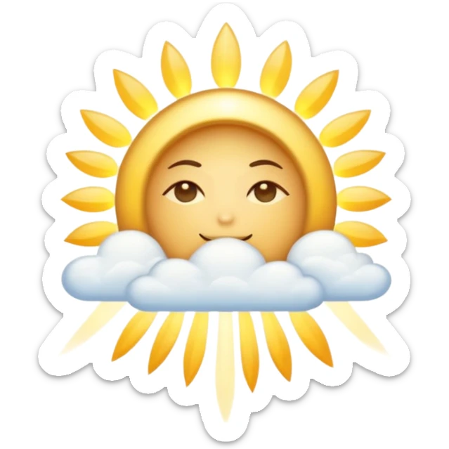 "Create a warm emoji representing morning spiritual awakening. Golden sunrise rays, soft light beams, peaceful clouds, or spiritual symbols like crosses, crescents, or light. No human figures - focus on light, warmth, and divine energy." sticker