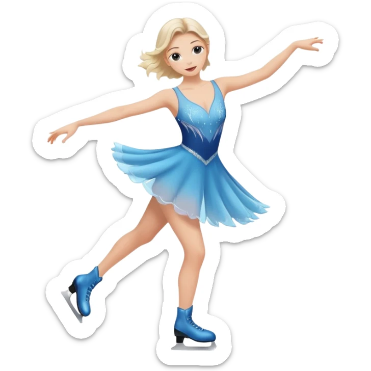 buz pıstının ustunde kayan,yarısma ıcın elbıse gıymıs ve artıstık hareketler yapan kadın emojısı  sticker