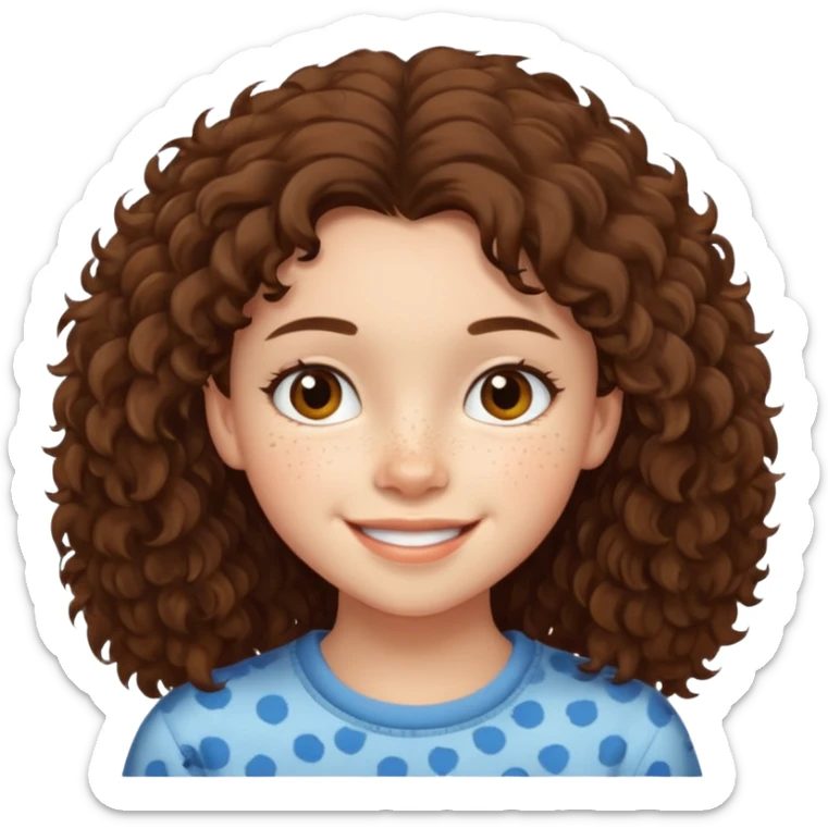 cute brunnete teen with fluffy hair light skin and freckles sticker