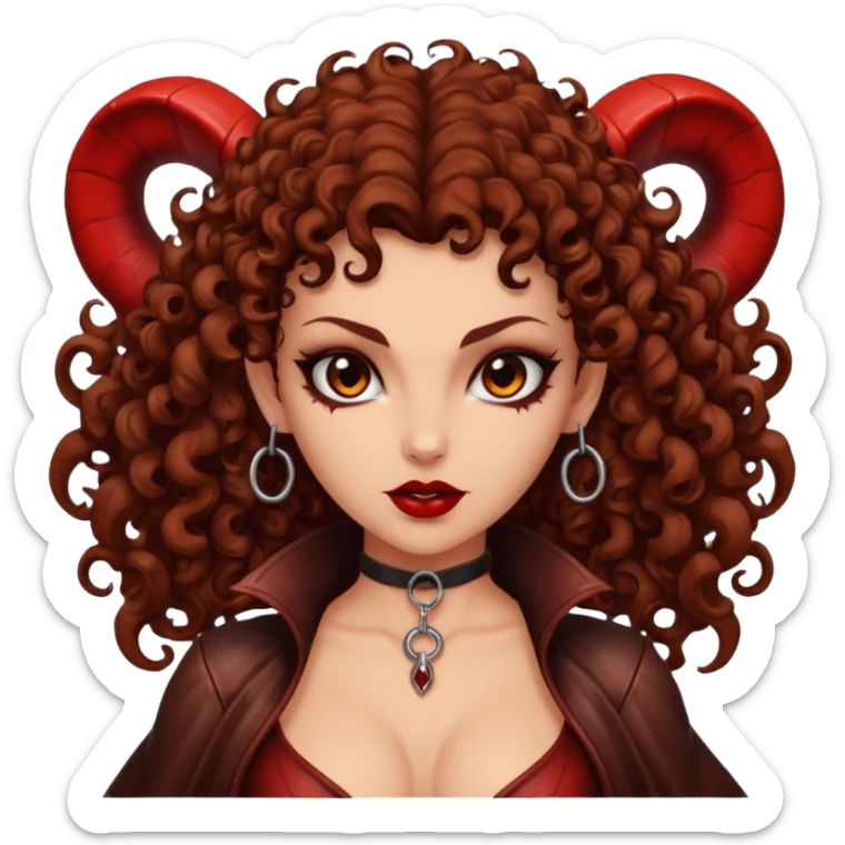 Lilith symbol seductress evil brown curly haired sexy succubus woman with leather on sticker