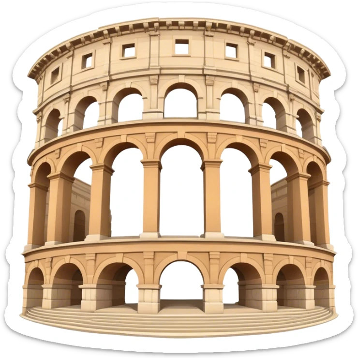 Realistic Pula Arena Landmark Emoji, featuring the grand Roman amphitheater with its large stone arches and well-preserved outer walls. sticker
