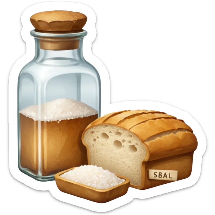  a one victorian bottle of salt and a loaf of bread sticker