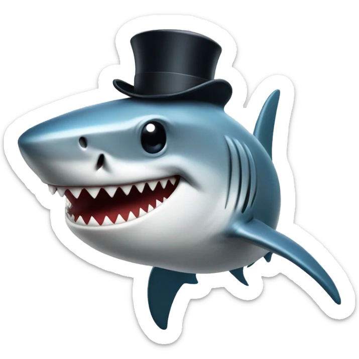 Shark with a top hat sticker