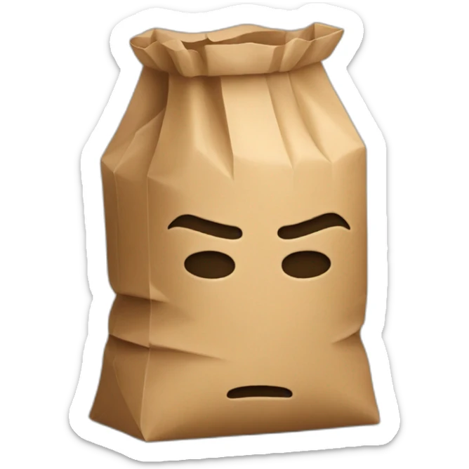 a person hiding their head in a paper bag full of shame sticker