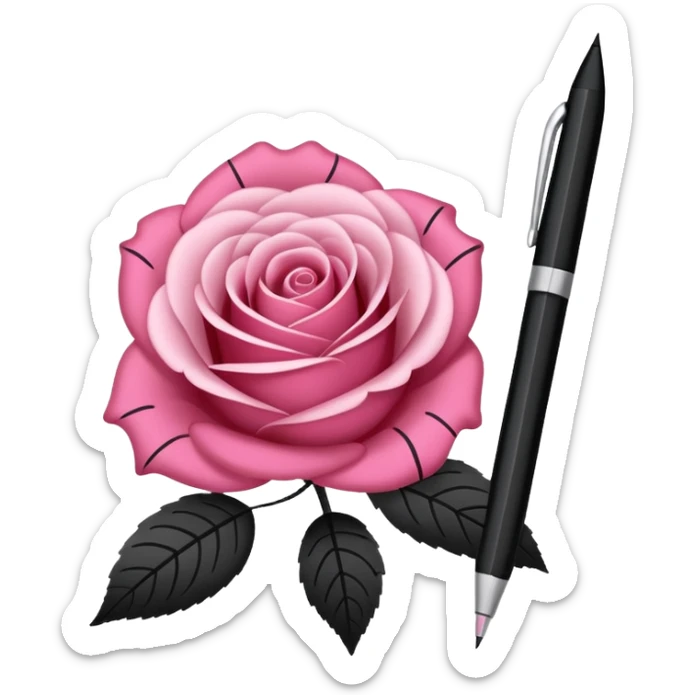 crée moi une feuille blanche genre une liste avex des traie noir avec un stylo de couleur dégradé rose foncé sticker