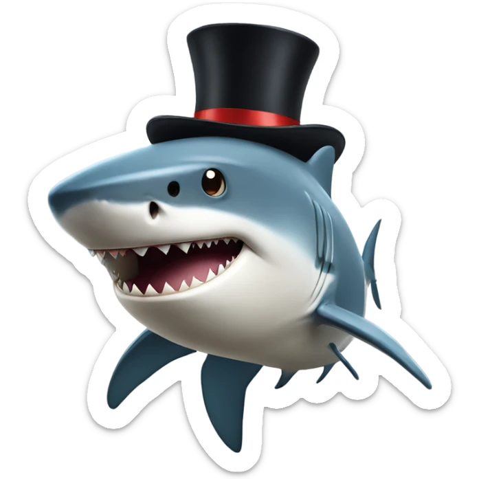 shark with a top hat sticker