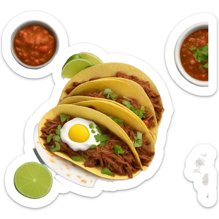 A plate of birria tacos with a side bowl of consume  sticker