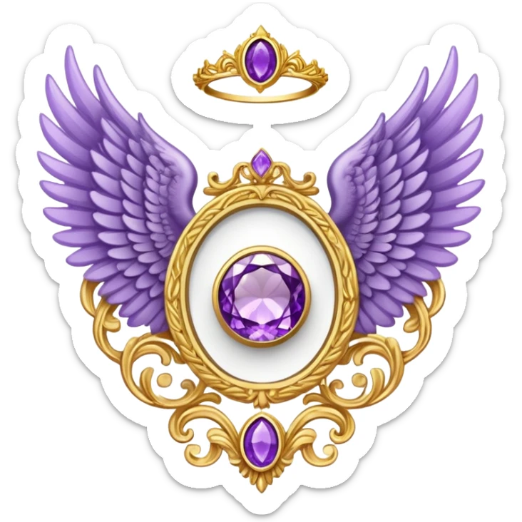 4th place award Number in frame decorated with golden angel  wings and amethyst  stone sticker