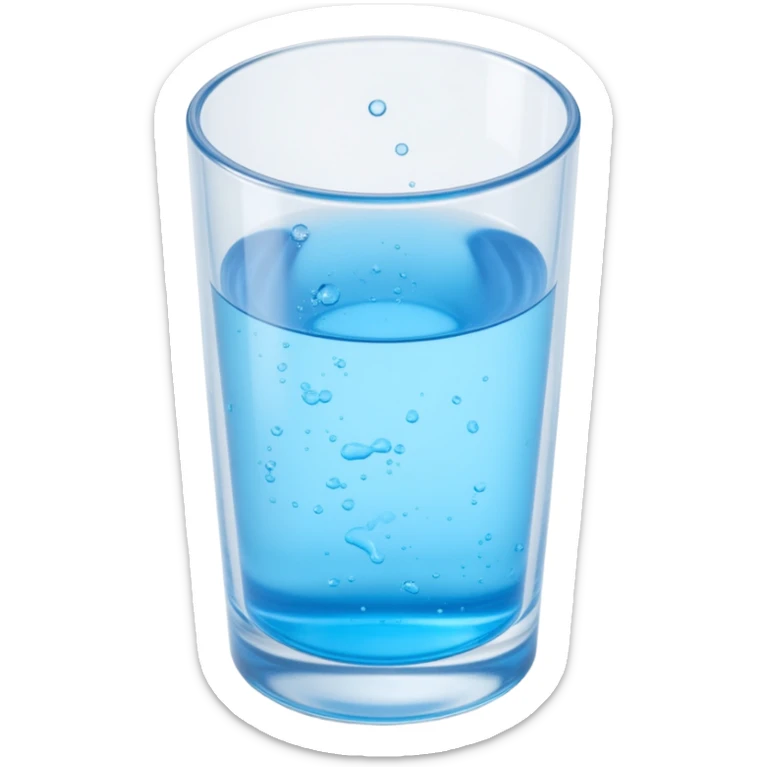 glass of water icon with transparent effects and realistic condensation in skeuomorphism style sticker