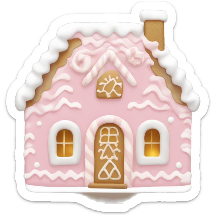 light pink and gold and white gingerbread house sticker