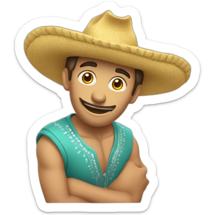 chico sin sombrero festejando estirando los brazos hacia arriba feliz sticker