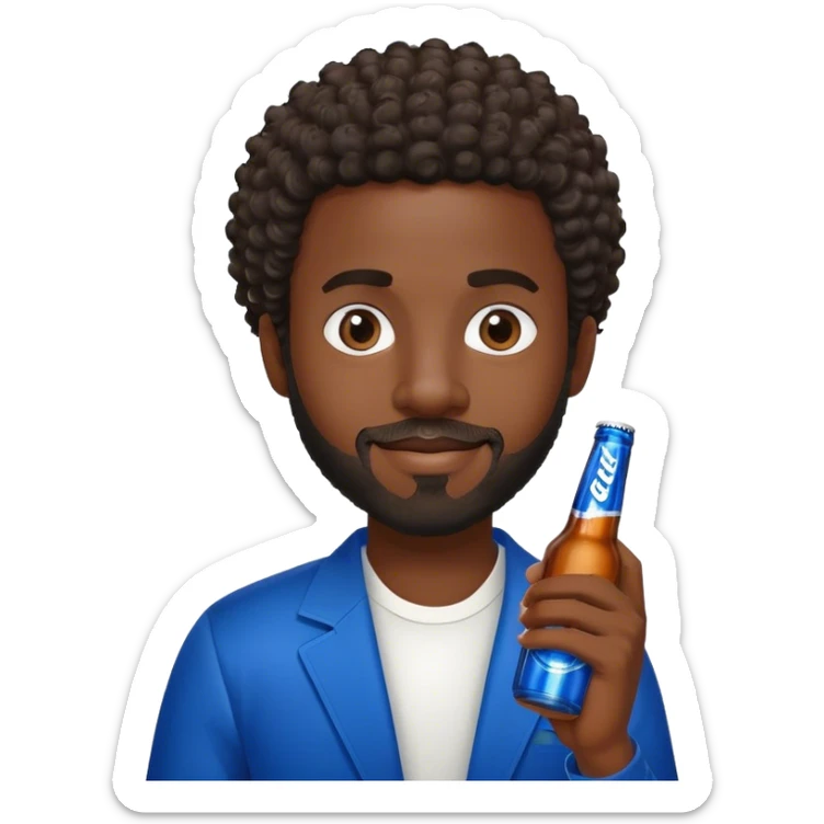 dark black guy short curly hair facial hair holding bud light  sticker