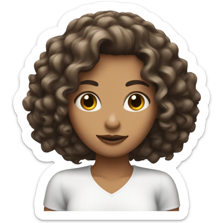 Puedes crear una chica de pelo rizado com piel blanca y ojos hazel  sticker