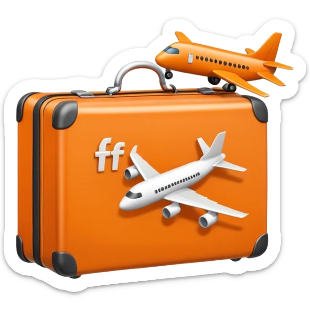 3D icon of a small calendar with a suitcase or airplane symbol, accented with #FF3D00, representing taking paid leave. Minimal and modern. sticker