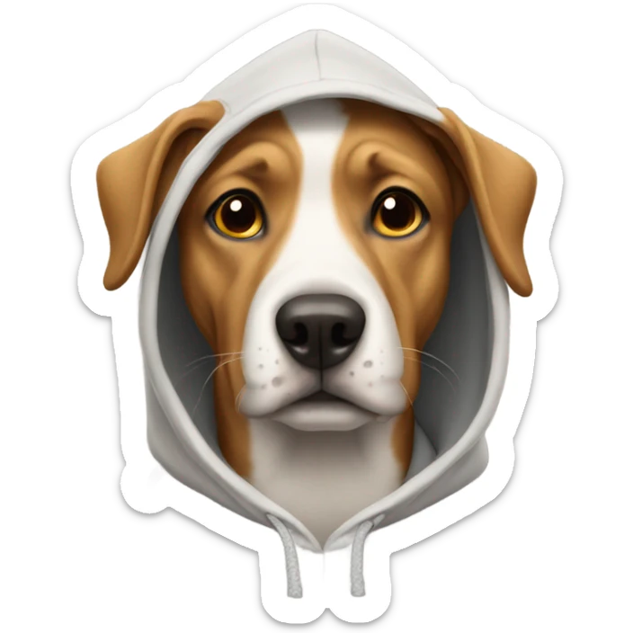 Dog wearing a hoodie sticker