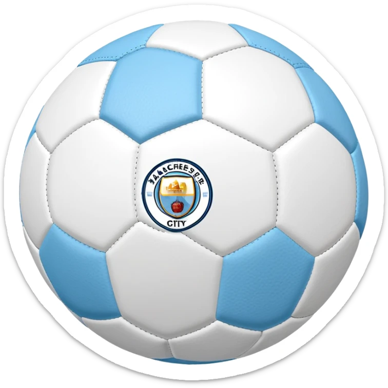 Soccer ball in Manchester City sky blue and white colors sticker