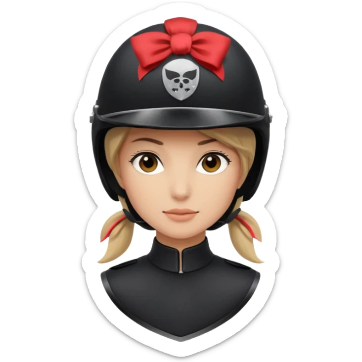 Rider helmet black matte at the back theres ribbon attached for female rider sticker