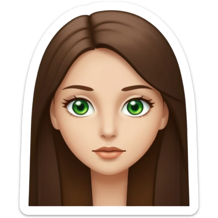 pretty woman in her 40s with green eyes and long straight ash-brown hair  sticker