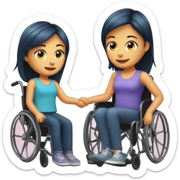 A girl next to a girl in a wheelchair  sticker
