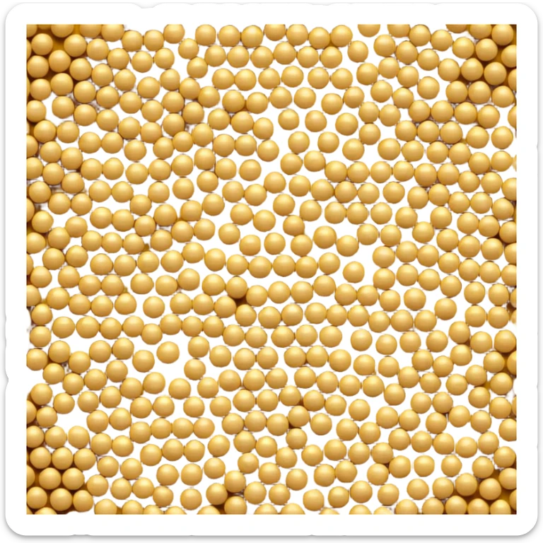 loose scatter of small round mustard seeds in warm yellow to light brown shades, matte finish, slightly rough texture, compact uniform seeds in a natural pile or light scatter, soft lighting, subtle shadows, emoji scale sticker