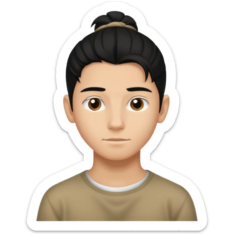 homme cheveux noir long attaché sans cheveux dépassant  16 ans, un peu bronzé sticker