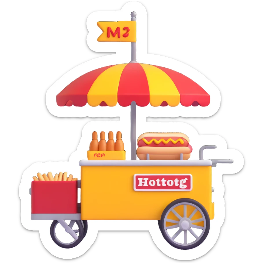 hotdog seller in New York with cart sticker