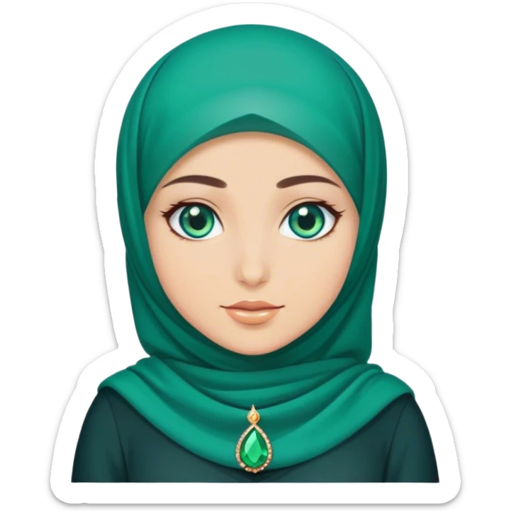 Turkish beautiful finish Konya girl blue eyes with hijab and emerald stone dress sticker