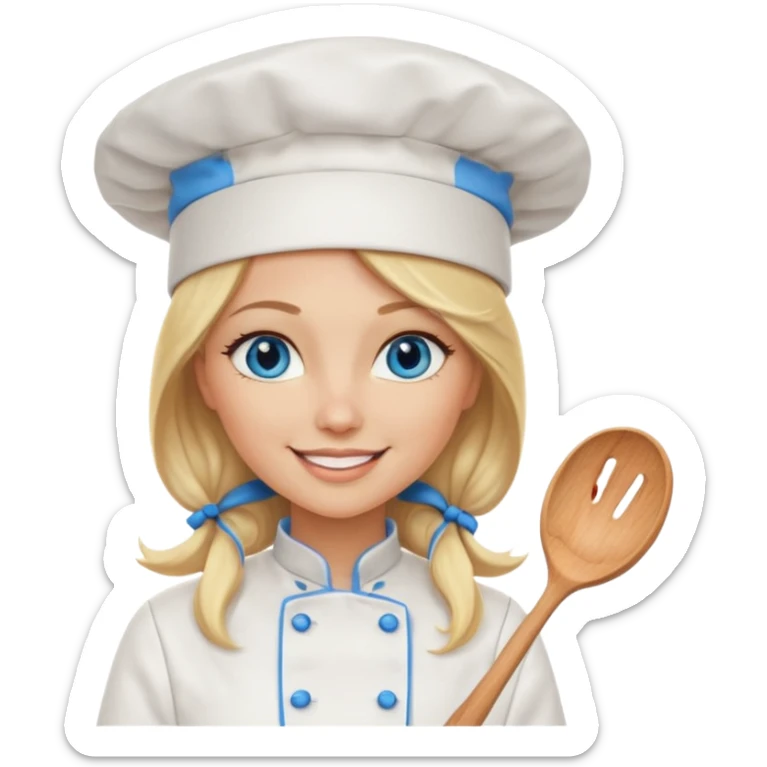 Sexy Long Blonde hair blue eyed female chef sticker