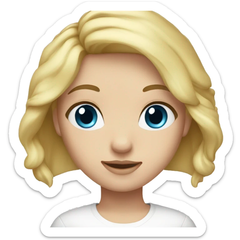 A blonde hair girl with a white shirt and blue eyes less zoomed in sticker