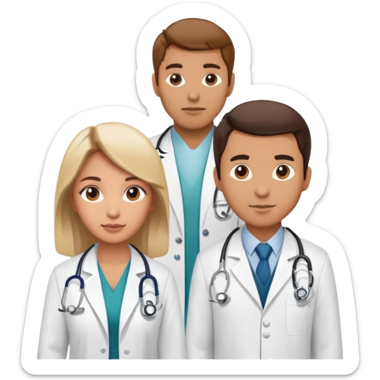 Female doctor and male doctor with medical symbols sticker