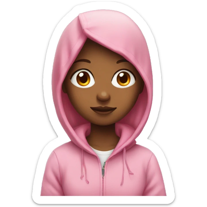 Girl with pink hair wearing hoodie sticker