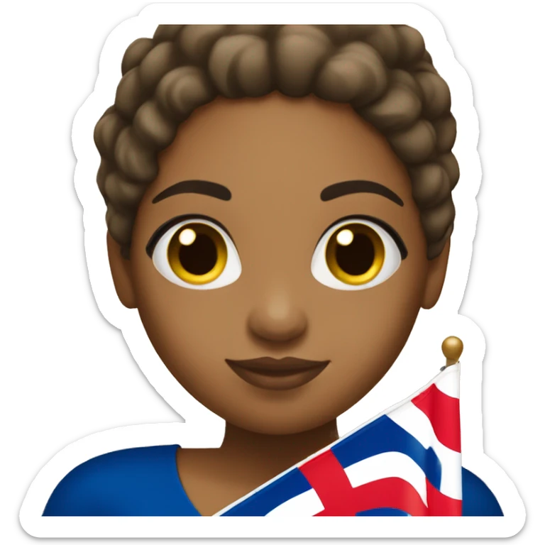 Dominican girl holding Dominican flag tan skin  sticker