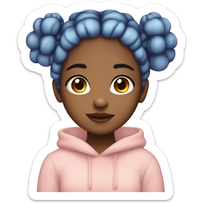 Girl, cozy, half up hair with space buns, blue eyes, ombré hair, blanked sticker