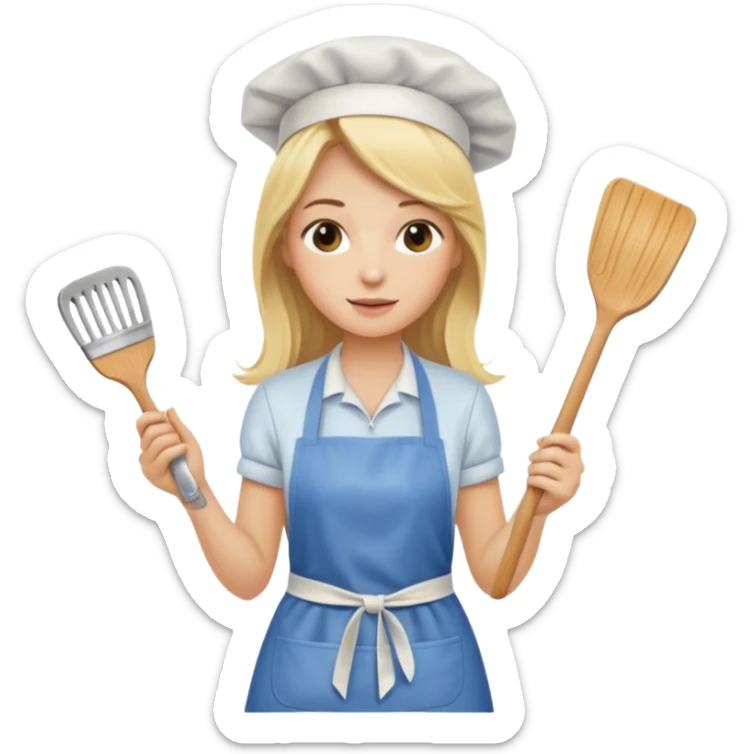 Blonde girl with long hair, cooking , cleaning  sticker