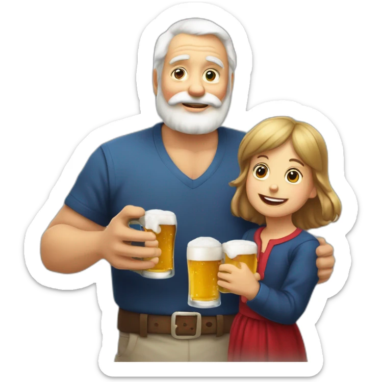 Père Noël qui offre un verre de bière à un enfant comme cadeau sticker