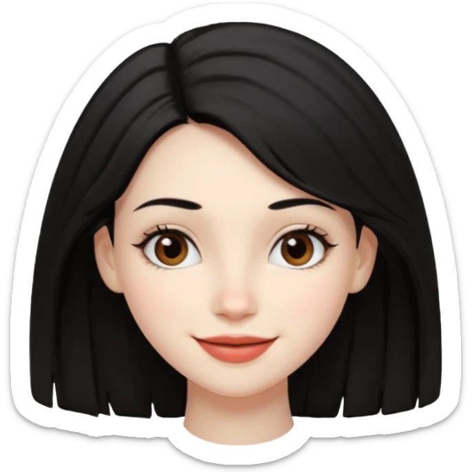 a girl that has black 4c hair textures and pale skin color, It has brown eyes, a nose, lips, and it’s smiling. sticker