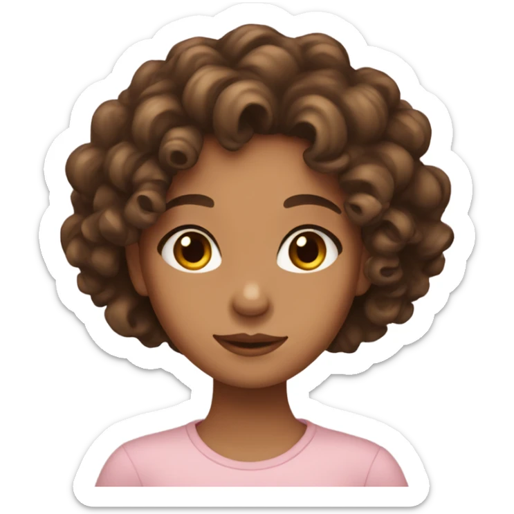 girl with brown curly hair,tan skin and brown eyes sticker