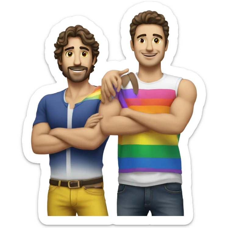 4 gay guys, one Brazilian and the other French, with MG4 car sticker