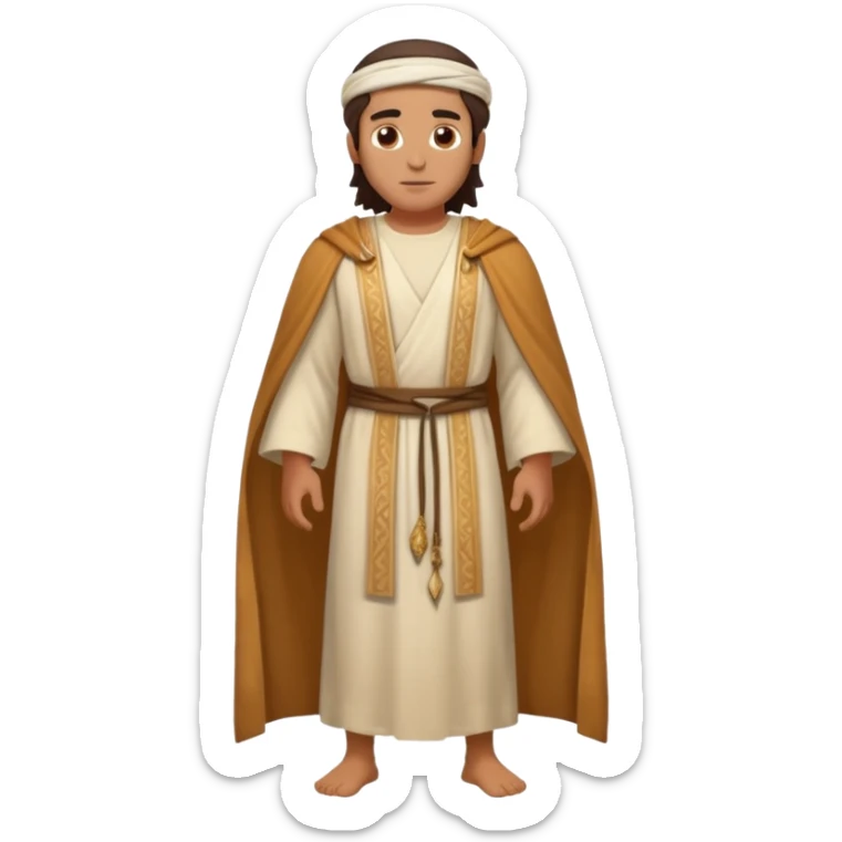 fullbody Jerusalem man in ancient robes, hair visible, no headscarf or religious symbols sticker