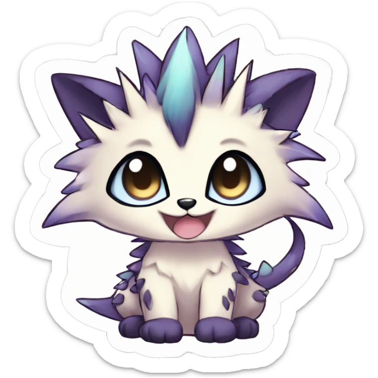 Anthro Scalie Spiky Cool Edgy Magical Shiny Colorful Pastel Sparkle Kemono-style Chibi Fantasy-Animal-Fakémon-Pokémon-Hybrid Fur Sona Aesthetic Full Body sticker
