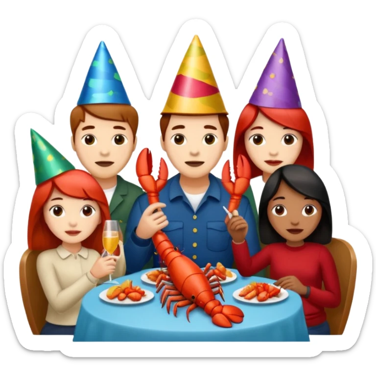 200 people eating lobster at a family party sticker