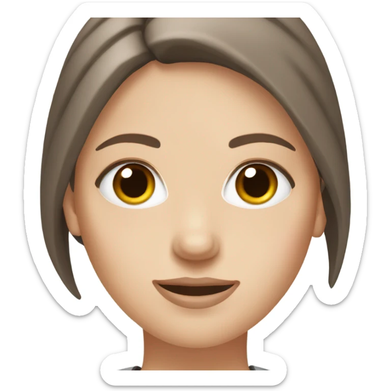 White girl with Grey eyes and brown straight hair sticker