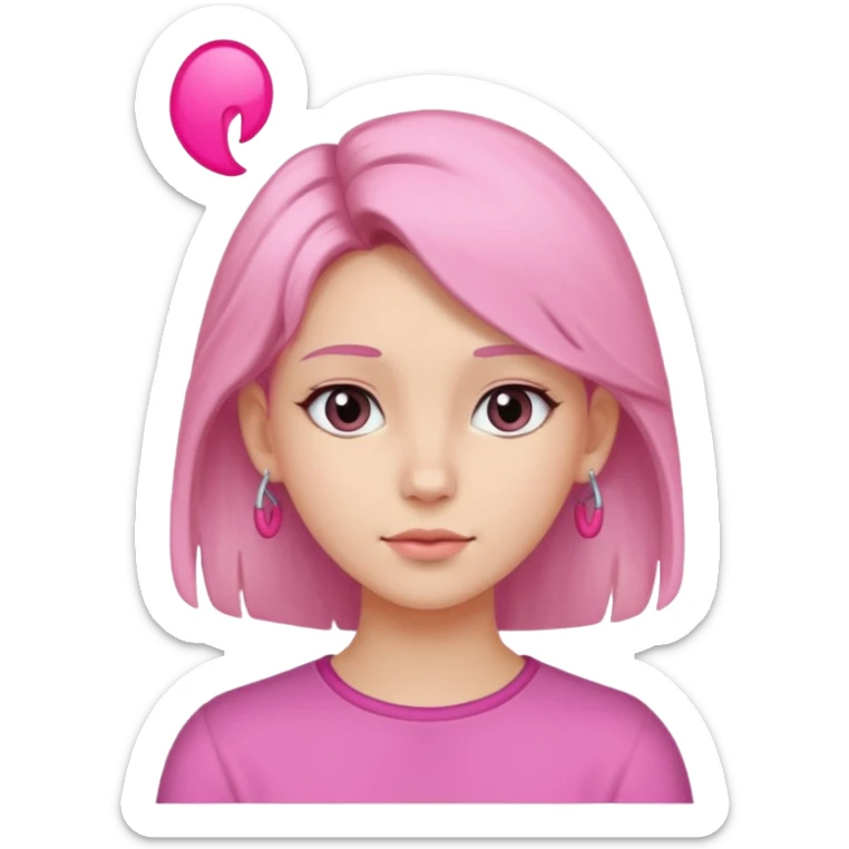 Fait la belle qui met ses cheveux derrière son oreille avec un peut de rose fille  sticker