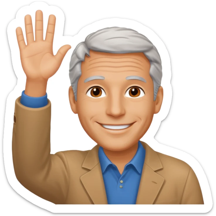 Create an emoji of Epstein waving to the camera in Family Guy style but make it especially like Epstein and not like all old guys sticker