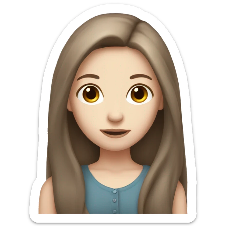Long brown hair girl with pale skin sticker