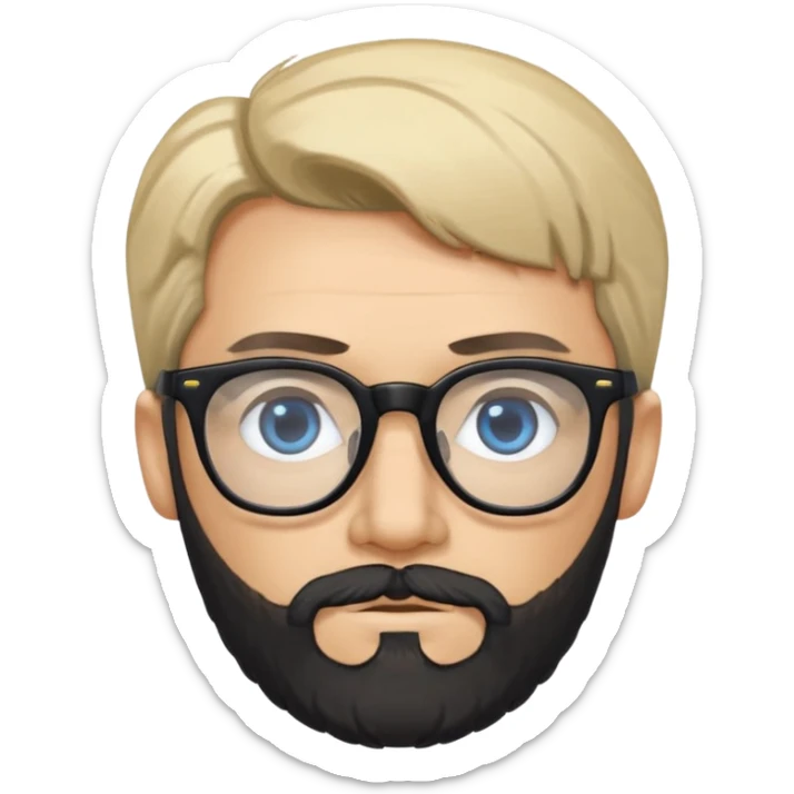 Quiero a un profesor de inglés que sea blanco con el pelo negro y corto que tenga barba pero no muy larga que tenga gafas con los ojos negros que esté fuerte y que al lado tenga a una chica rubia con los ojos azules y guapa sticker